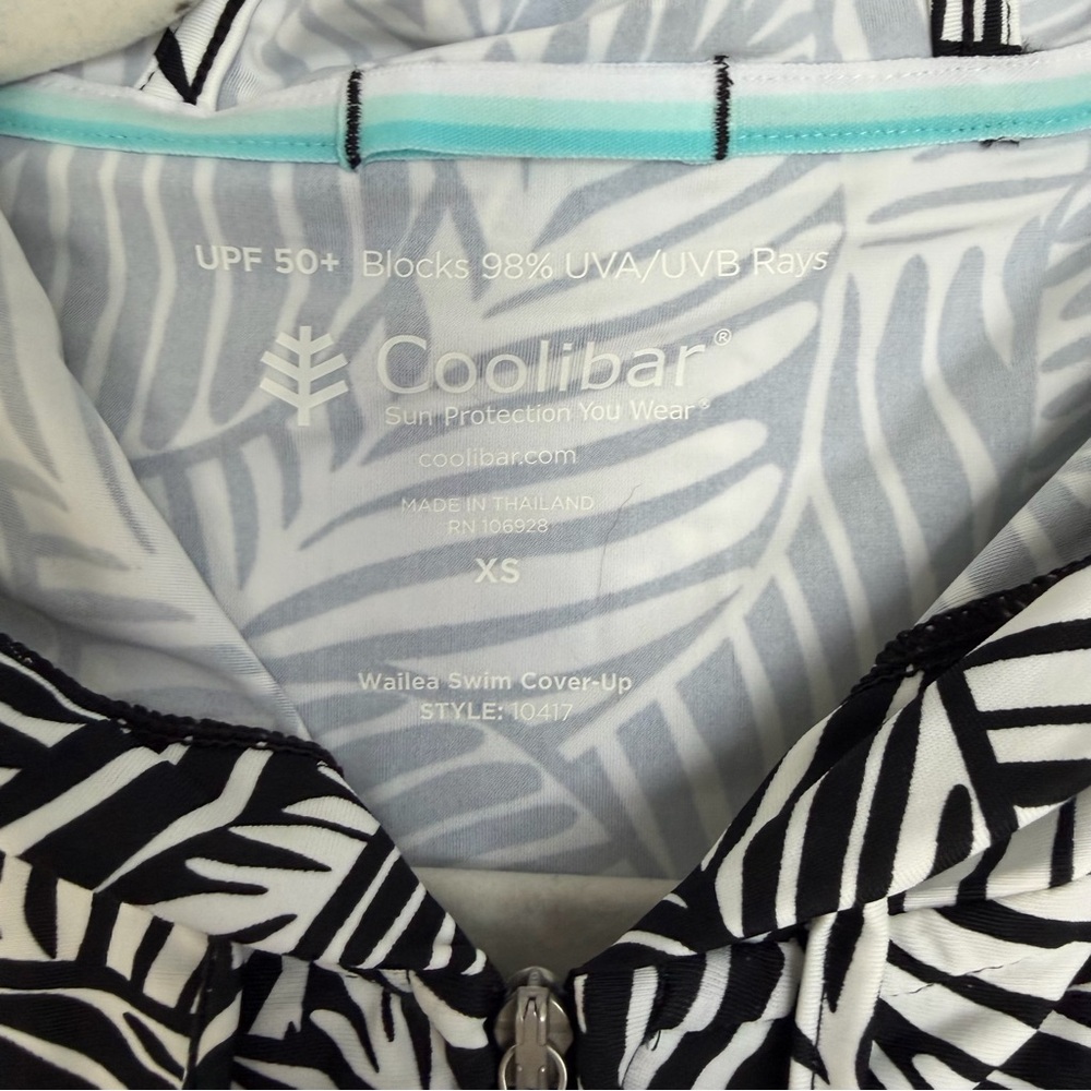 NWT Coolibar Wailea Black and White Hooded Swim Cover-Up UPF 50 Summer Beachwear - Picture 8 of 14